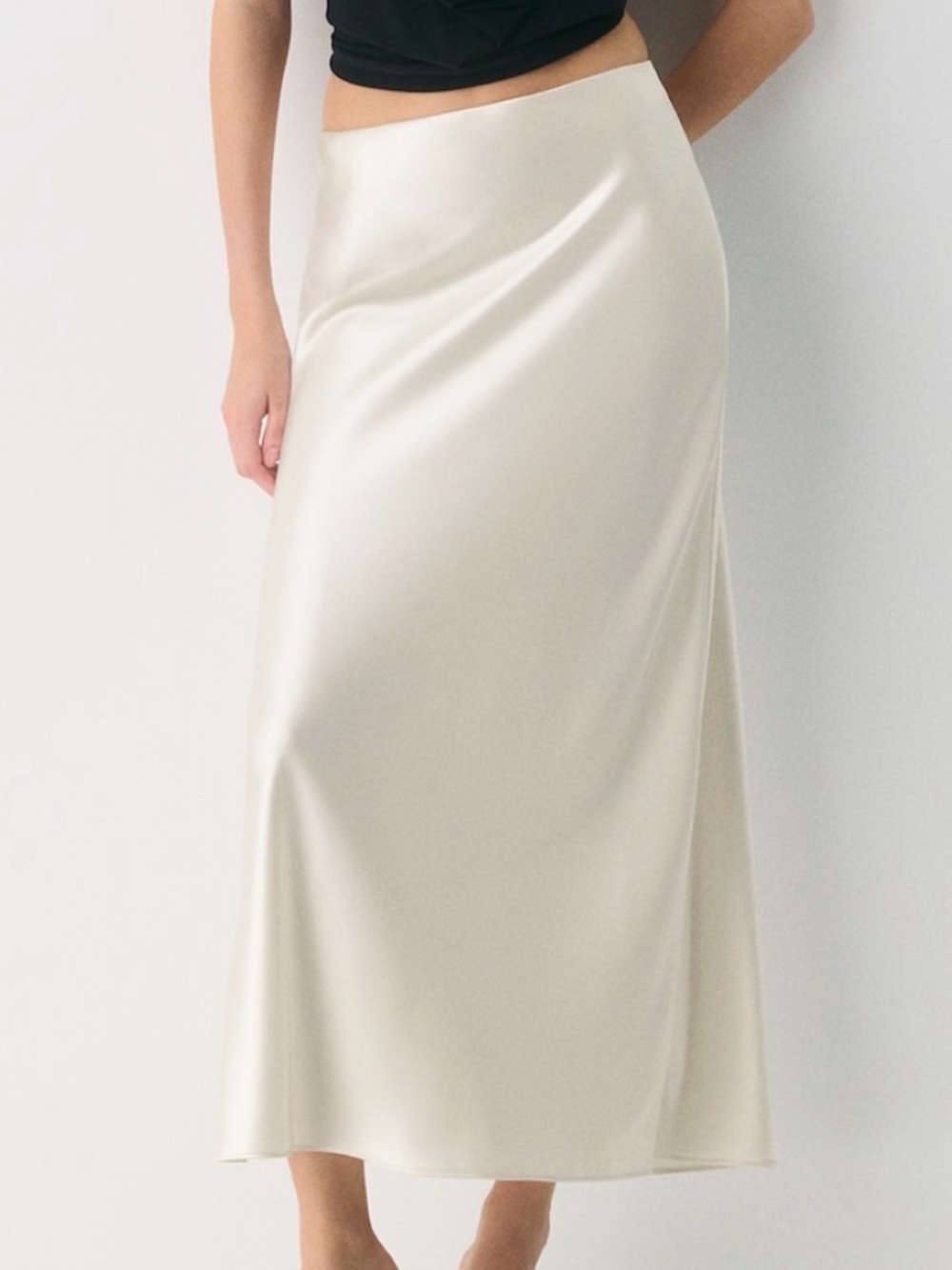 Aritzia Capture Satin Maxi Skirt in Light Birch